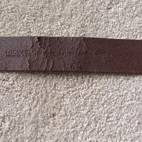 Michael Kors Diamond Studded Buckle Brown Leather Belt - Picture 5 of 5